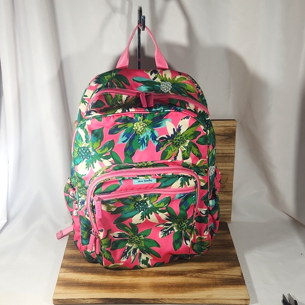 Vera Bradley Pink Floral Backpack with Green and Blue Accents NWOT